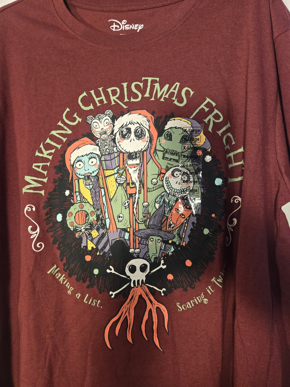 Disney Maroon Nightmare Holiday Character Graphic Tee